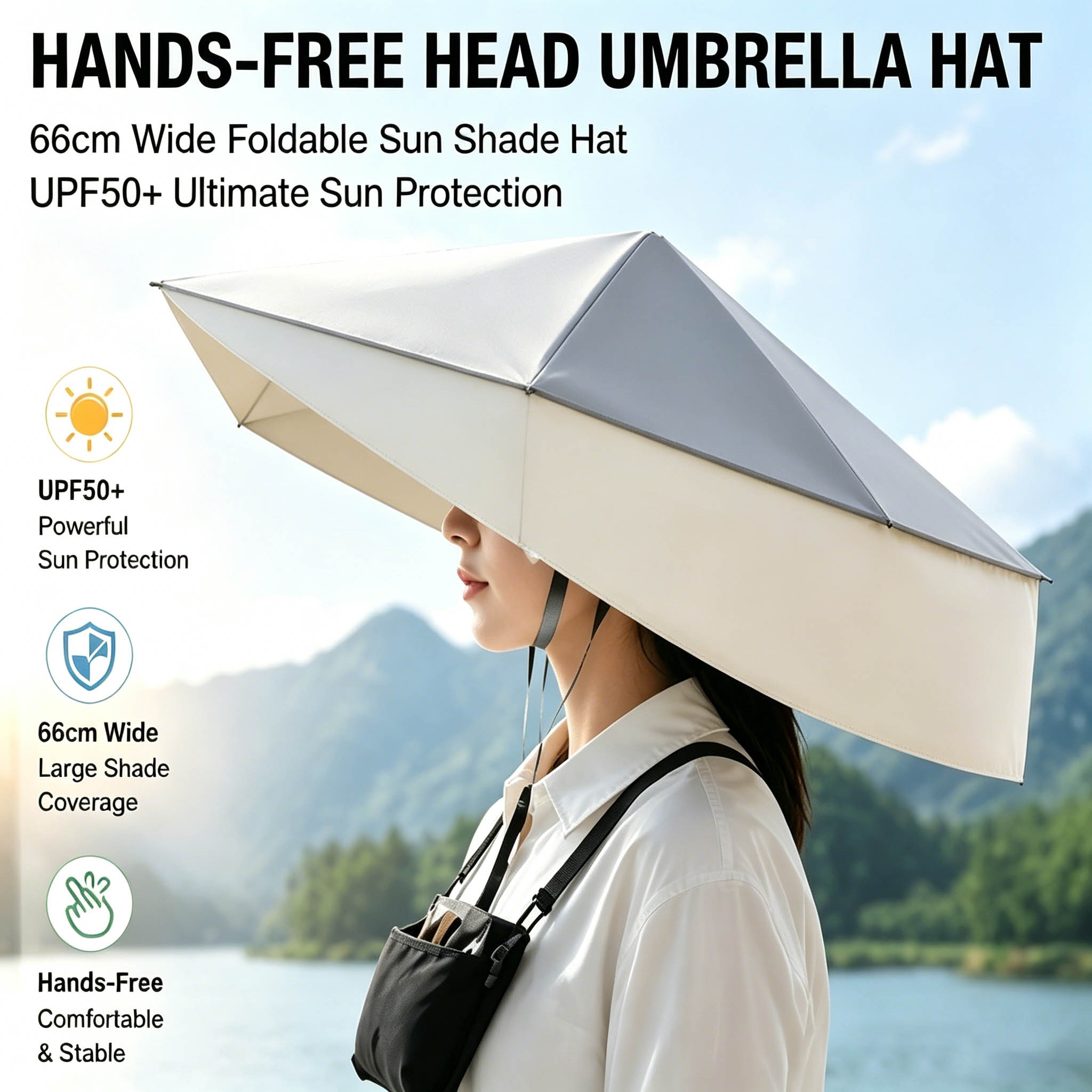 Photography Umbrella - UPF50 + Katlanabilir Eller Serbest Şapka
