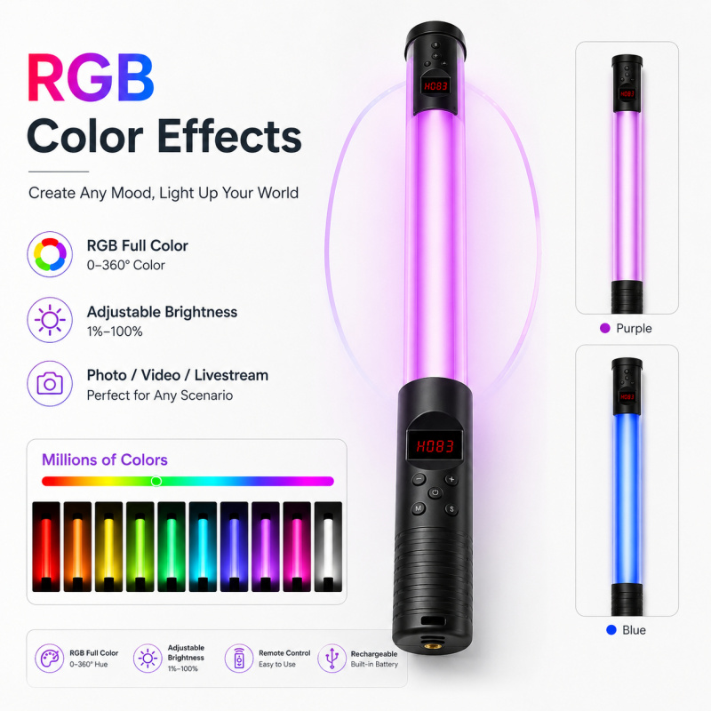 RGB El Tipi Video Işık Çubuğu, - Photography Umbrella Lights incelemesi ve fiyatı